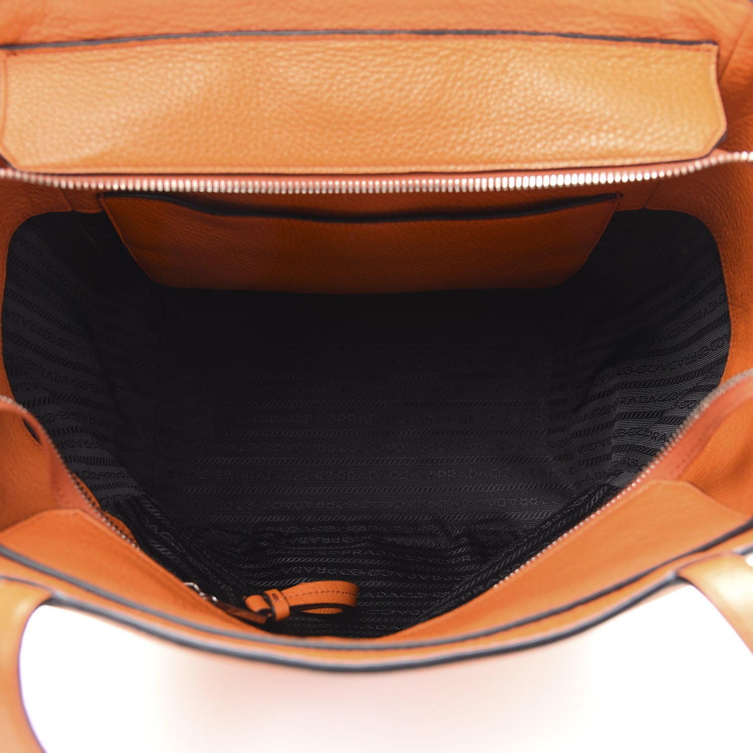 Prada Vitello Phenix Small Zip Shopping Tote Papaya 5 of 11