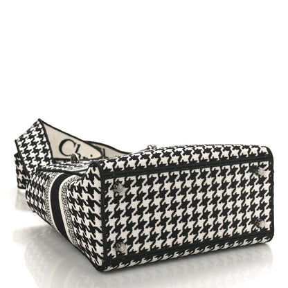 Christian Dior Canvas Houndstooth Embroidered Medium Lady D-Lite Black White 4 of 8