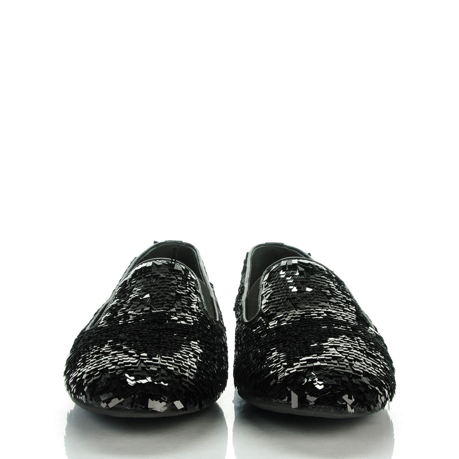 Chanel Sequin CC Loafers 38.5 Black 2 of 9