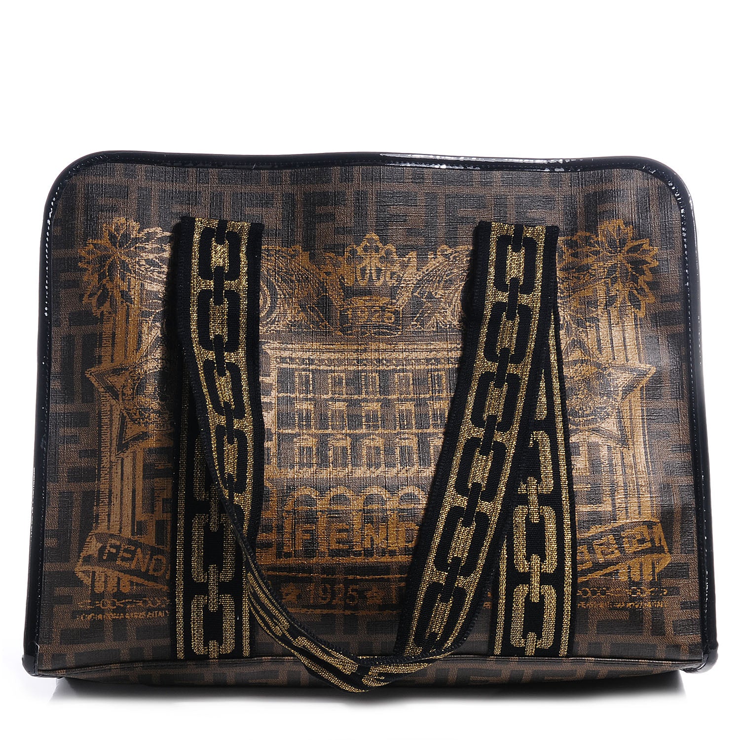 Fendi Zucca Spalmati Graffiti Print Tote Tobacco Gold 1 of 10