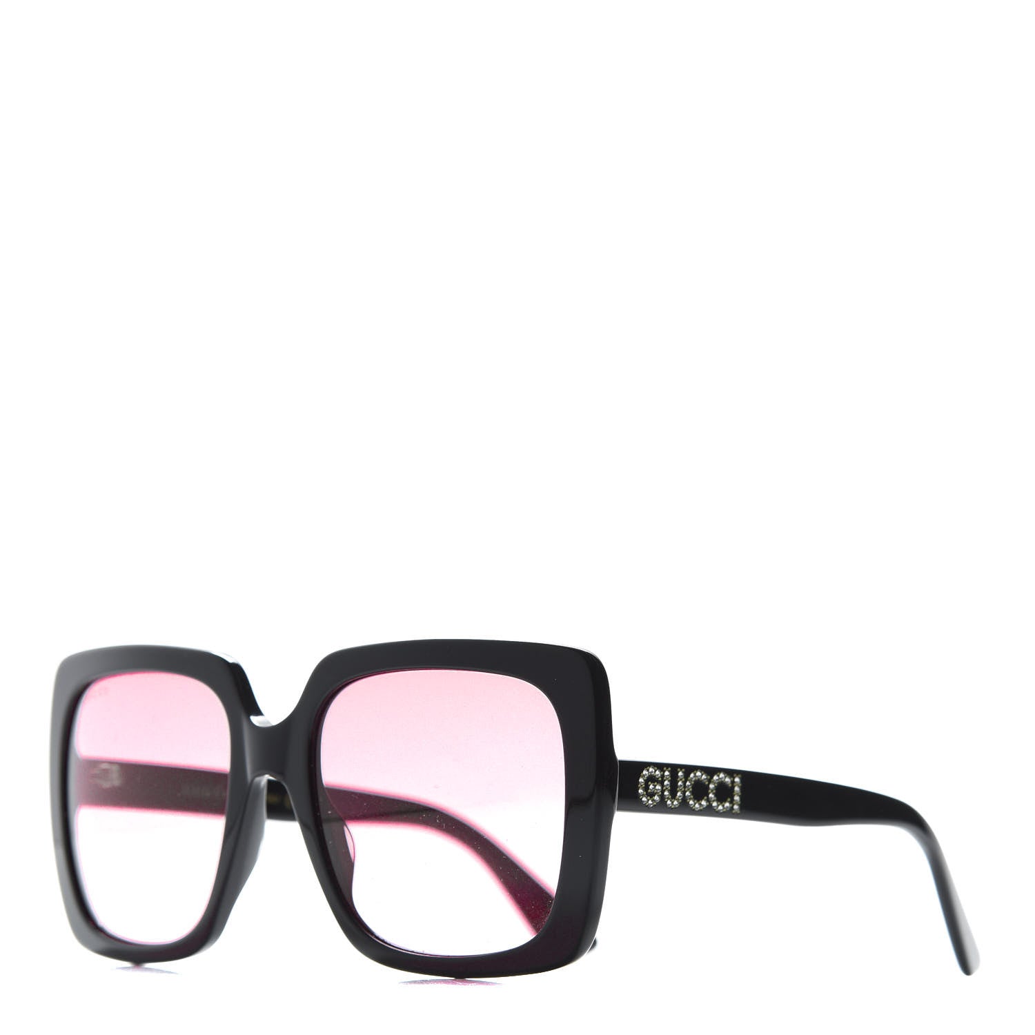 Gucci Crystal Square Frame GG Sunglasses GG0418S Black Pink 1 of 8