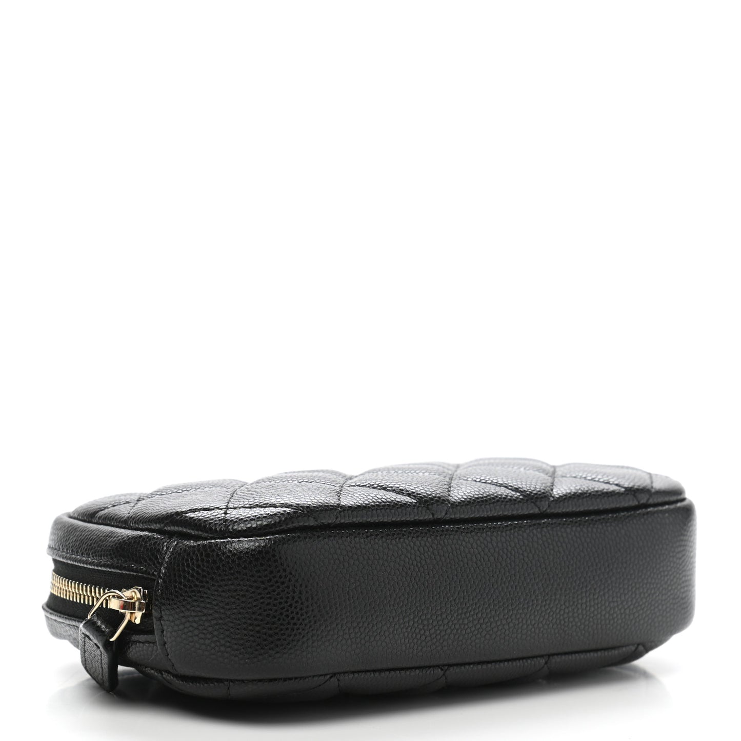 Caviar Quilted Small Curvy Pouch Cosmetic Case Black