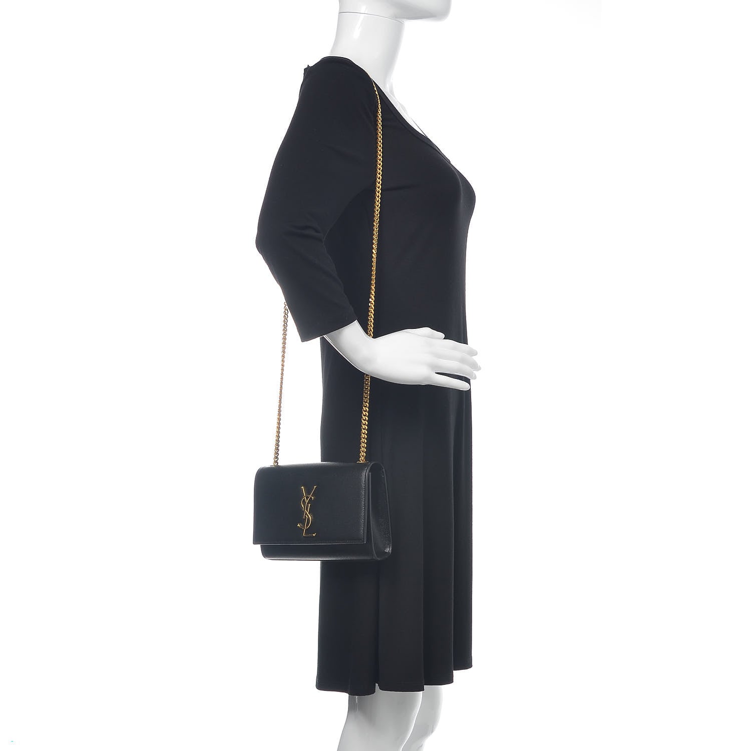 Saint Laurent Grain De Poudre Small Monogram Kate Satchel Black 2 of 11