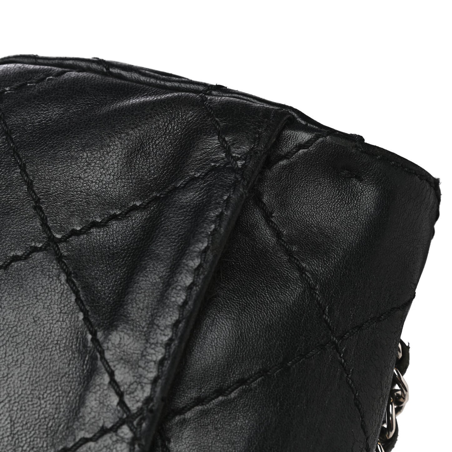 Lambskin Small Stitched Mini Flap Black