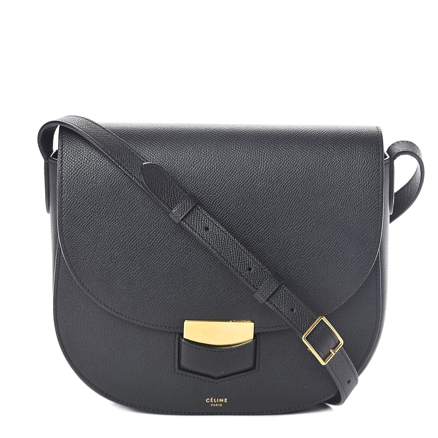 Celine Grained Calfskin Compact Trotteur Black 1 of 8