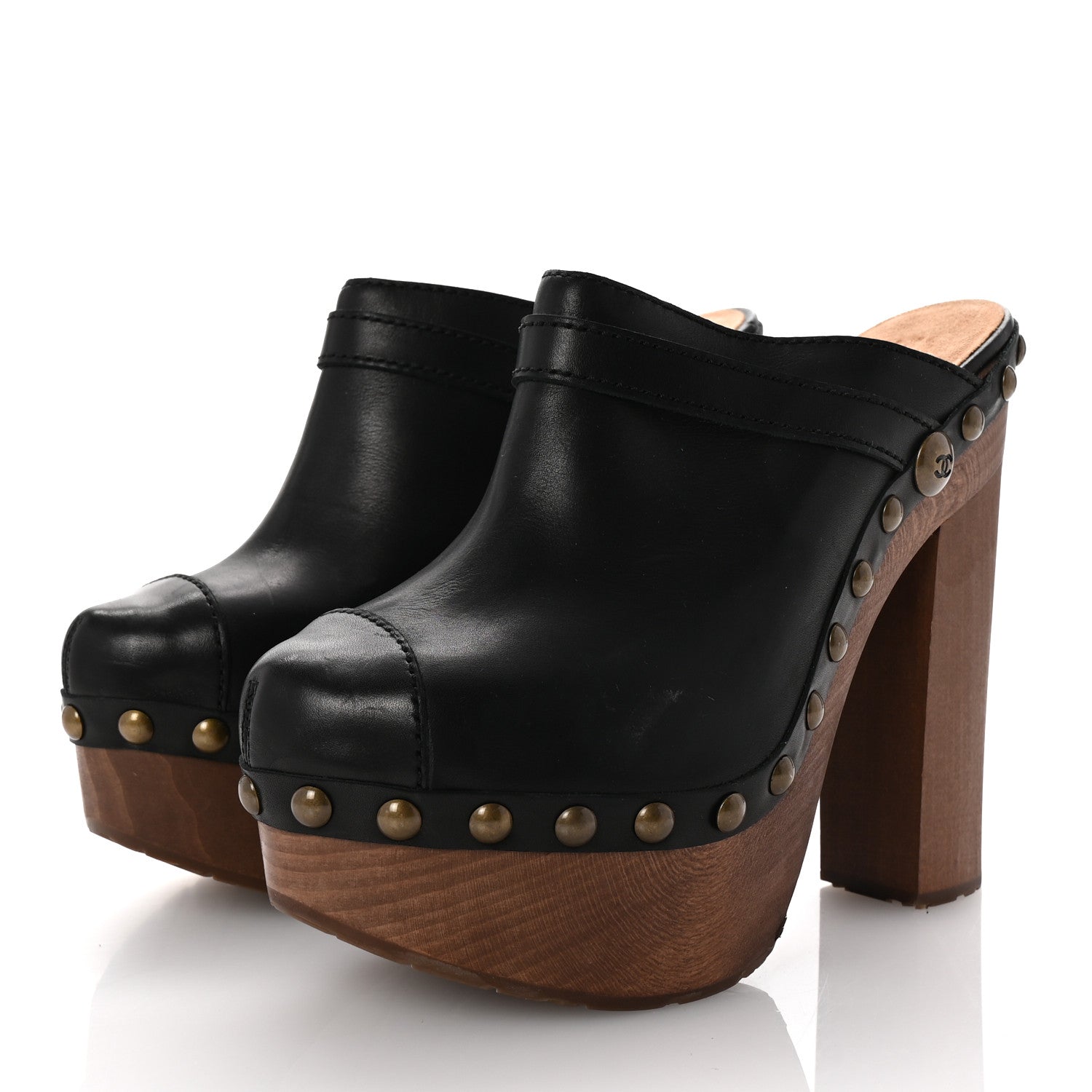 Chanel Lambskin Studded Clogs 37 Black 4 of 10