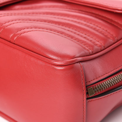 Gucci Calfskin Matelasse Sylvie Web Small GG Marmont Top Handle Shoulder Bag Hibiscus Red 10 of 14