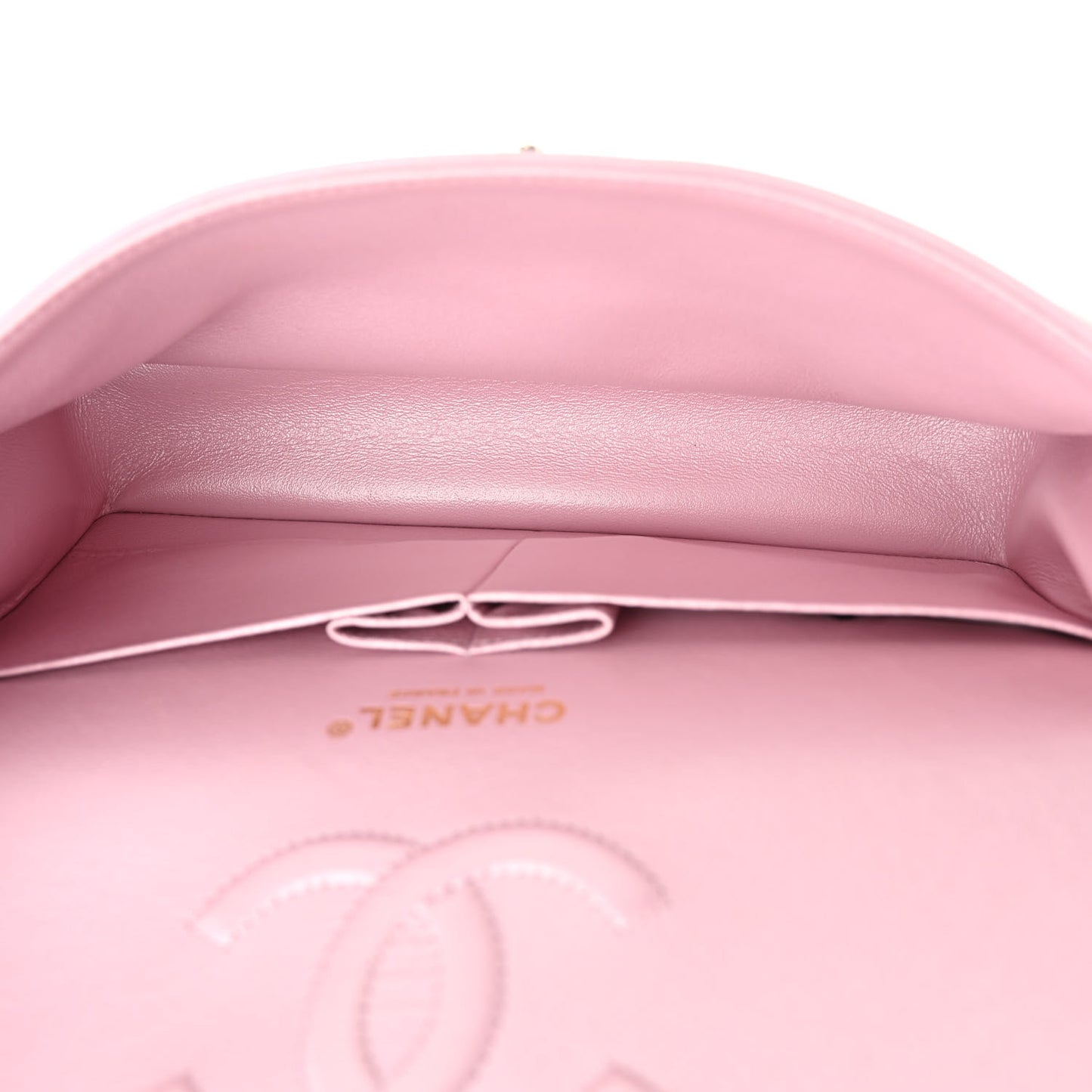 Iridescent Calfskin Quilted Medium Double Flap Light Pink