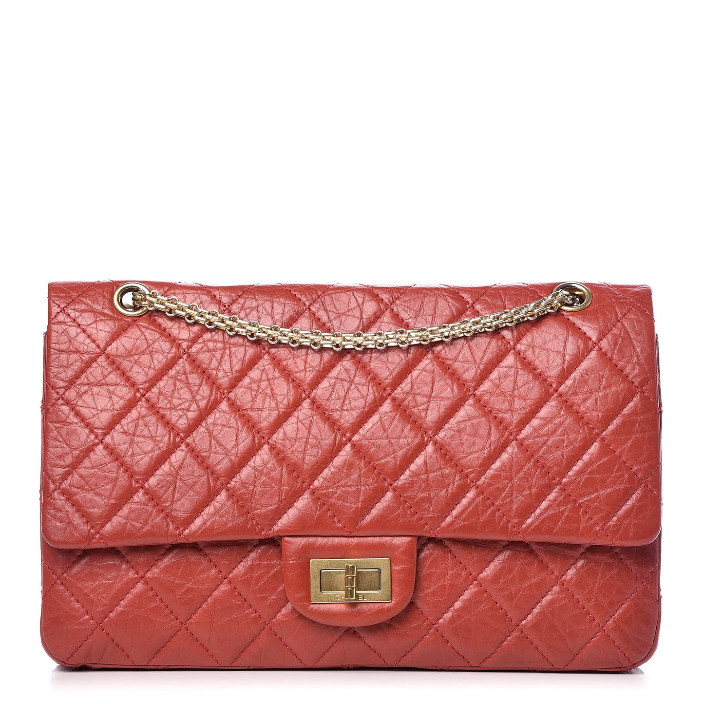 Aged Calfskin Quilted 2.55 Reissue 227 Flap Red
