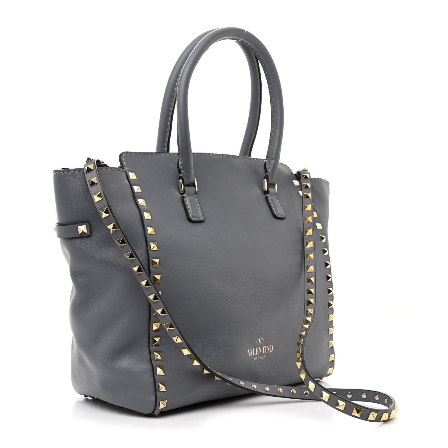 Vitello Rockstud Double Handle Tote London Stone