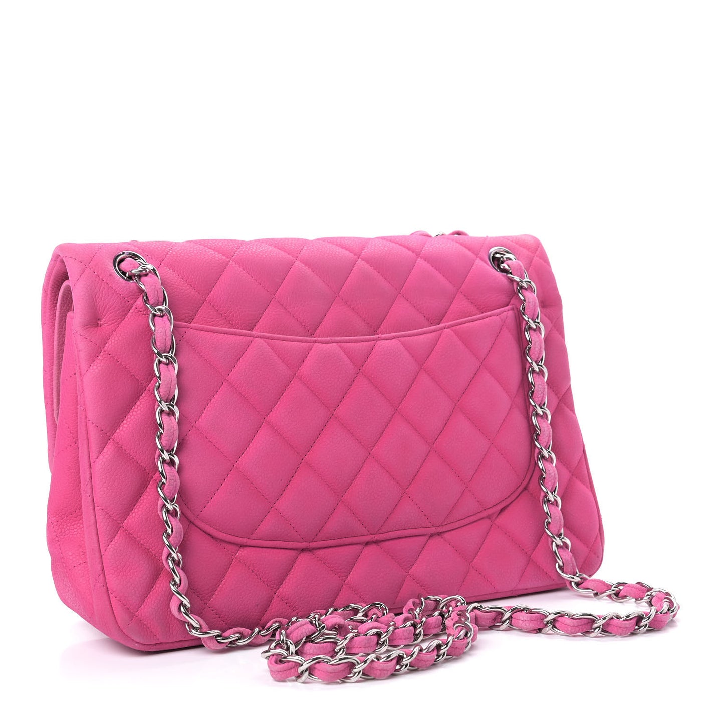 Iridescent Caviar Quilted Jumbo Double Flap Pink