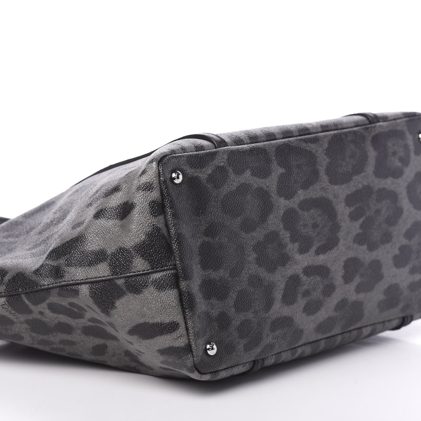 Coated Canvas Leopard Print Miss Escape Tote Grey
