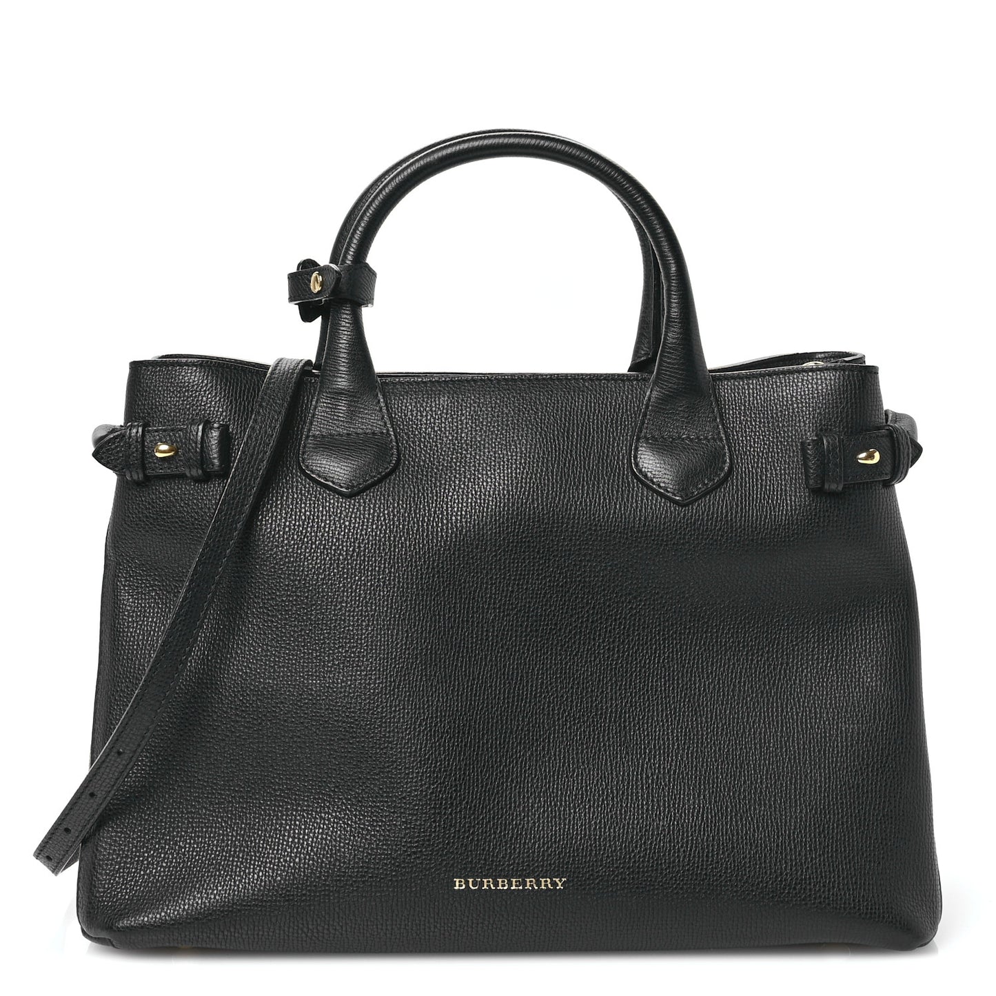 Grainy Calfskin House Check Medium Banner Tote Black
