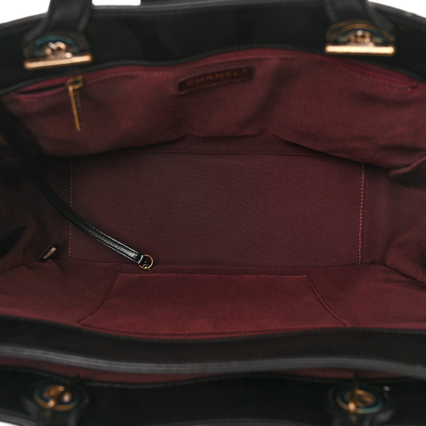 Lambskin Stitched Large Around The Corner Shopping Tote Black
