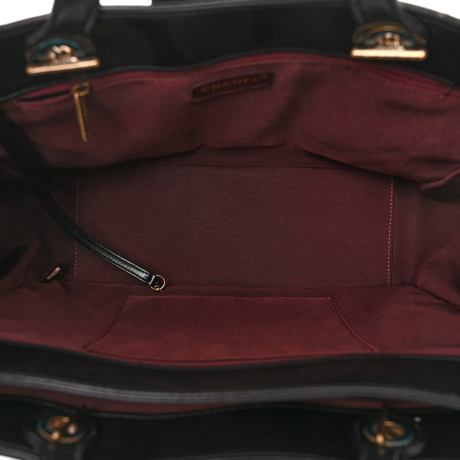 Chanel Lambskin Stitched Large Around The Corner Shopping Tote Black 5 of 10