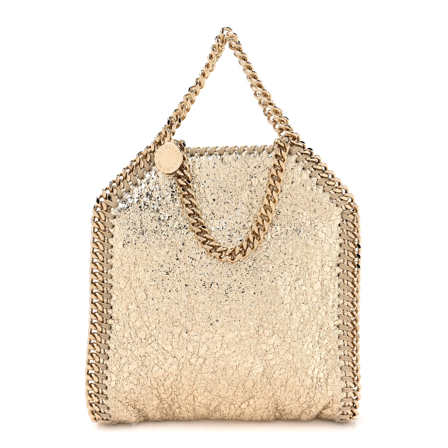 Metallic Crackle Tiny Falabella Tote Gold