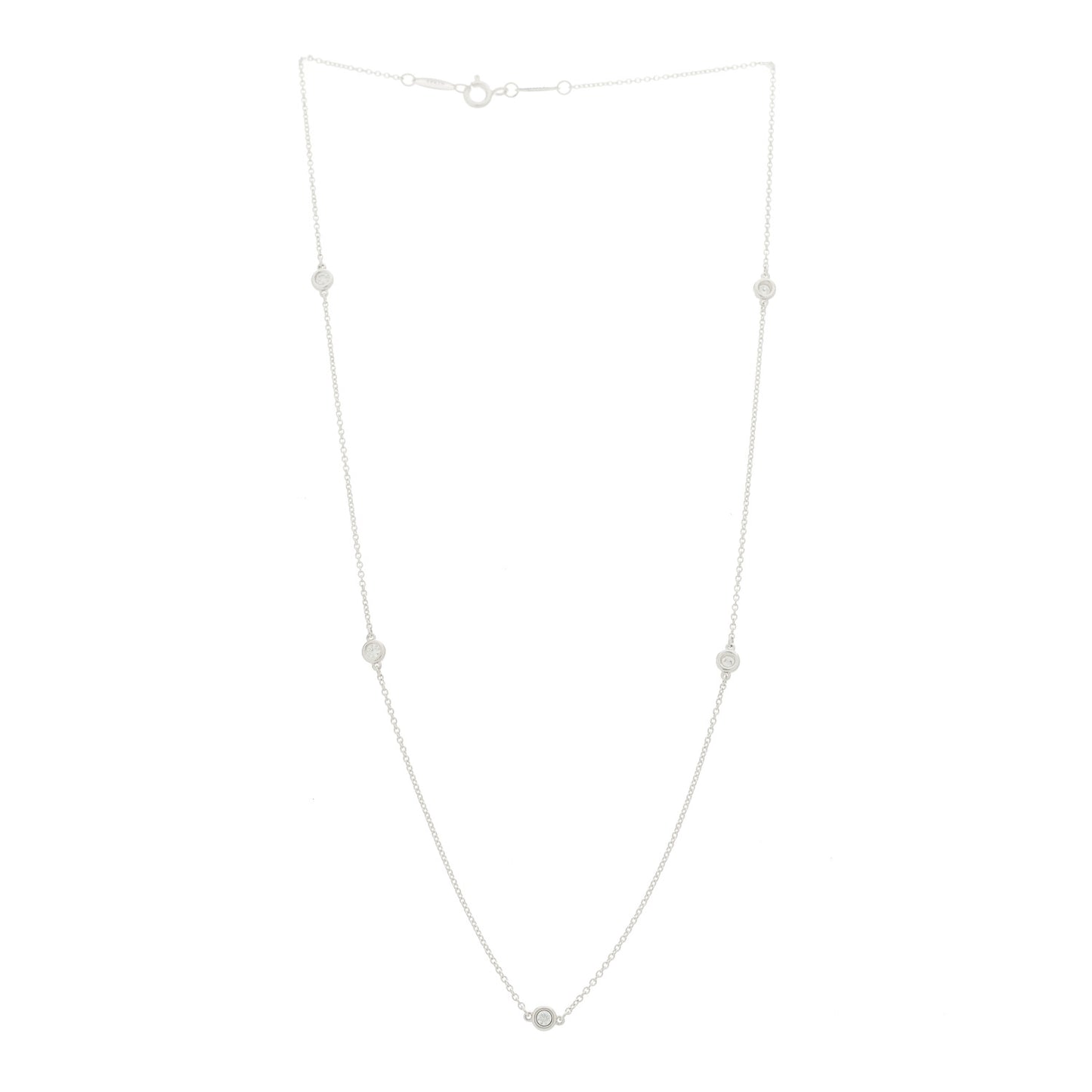 Sterling Silver Diamond .25ctw Elsa Peretti Diamonds by the Yard Five Station Necklace