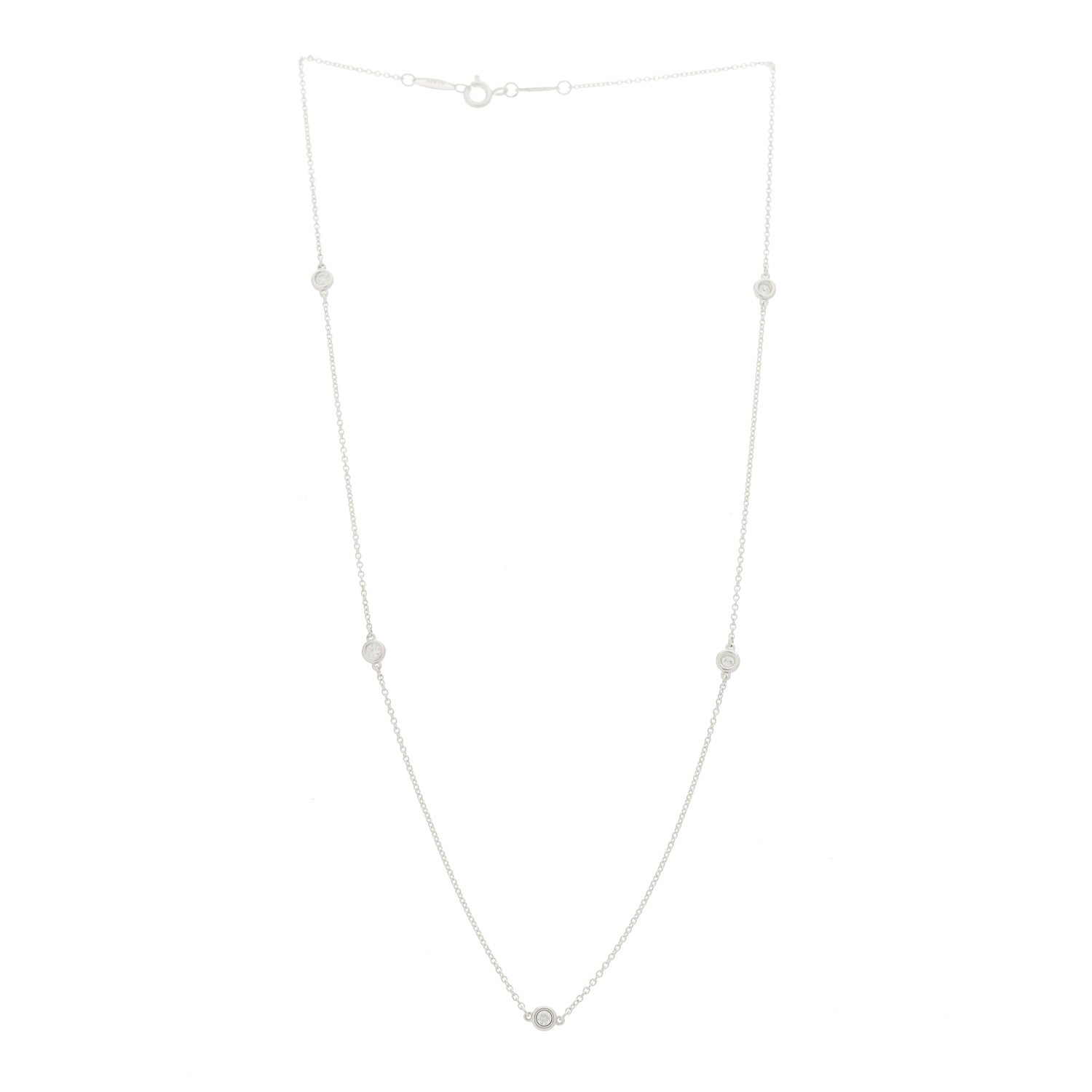 Tiffany Sterling Silver Diamond .25ctw Elsa Peretti Diamonds by the Yard Five Station Necklace 2 of 6