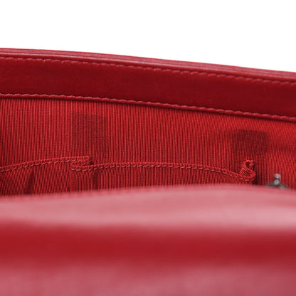 Chanel Lambskin Quilted Large Boy Flap Black Red 16 of 17