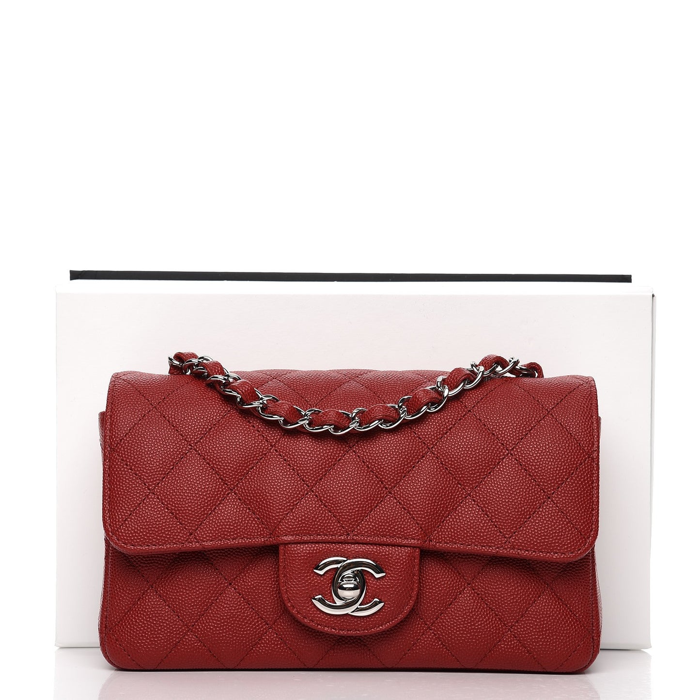 Caviar Quilted Mini Rectangular Flap Red