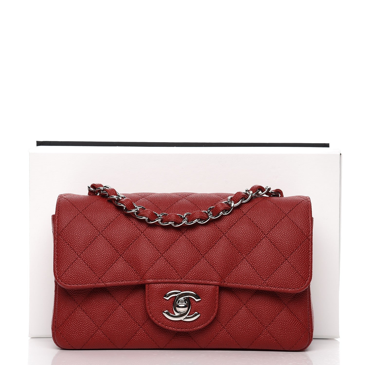 Chanel Caviar Quilted Mini Rectangular Flap Red 8 of 8