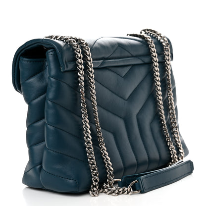Saint Laurent SAINT LAURENT Calfskin Y Quilted Monogram Small Loulou Chain Satchel Green 3 of 14