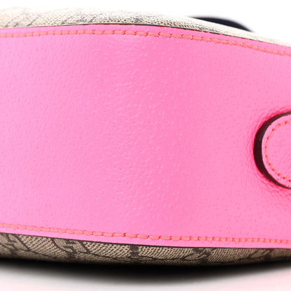 Gucci GG Supreme Monogram Textured Dollar Calfskin Web Ophidia Small Crossbody Bag Beige Ebony Fuchsia 10 of 12