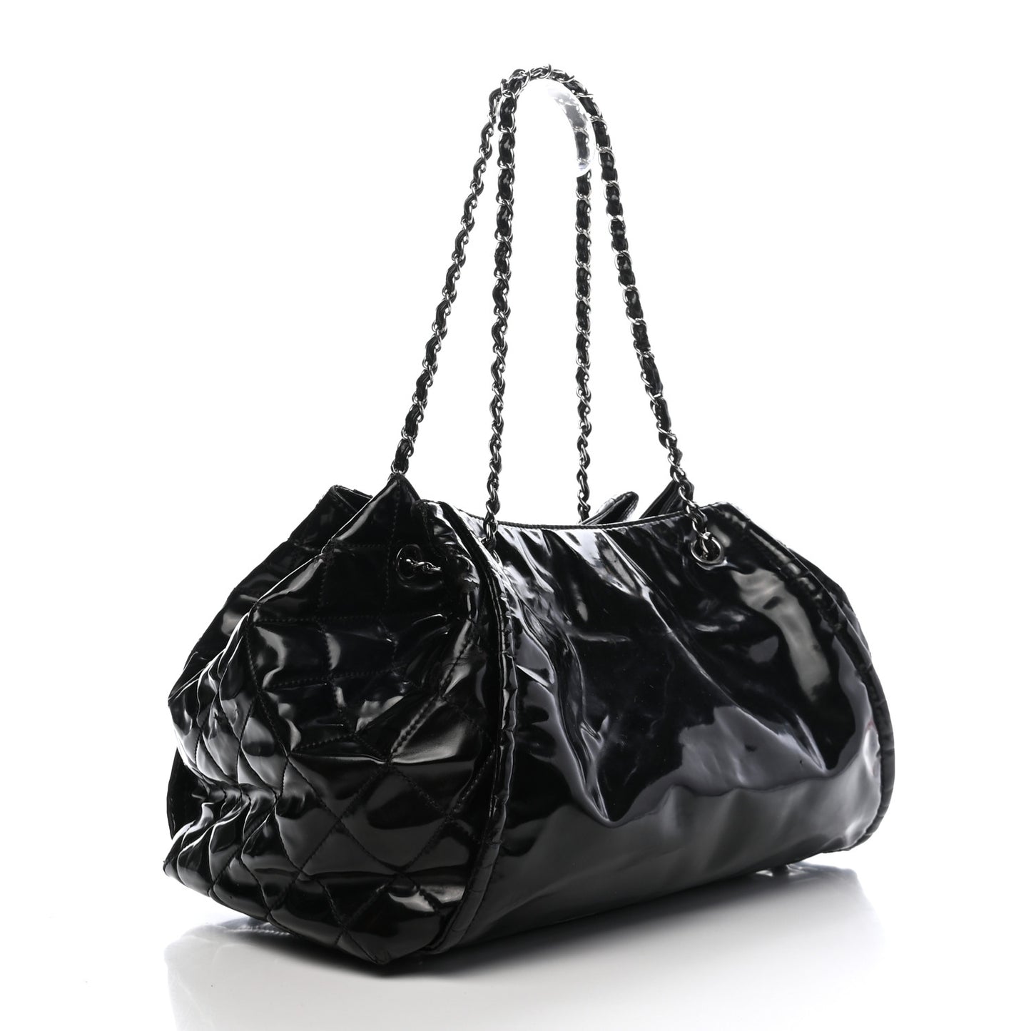 Vinyl Lipstick Ligne Accordion Tote Black
