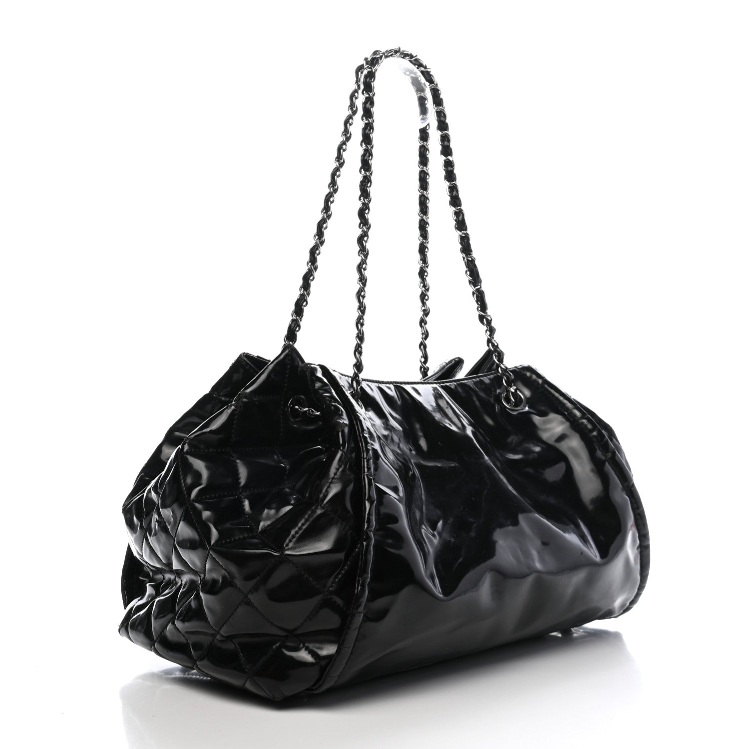 Chanel Vinyl Lipstick Ligne Accordion Tote Black 3 of 9