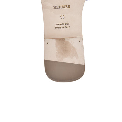 Hermes Box Calfskin Oran Sandals 39 White 10 of 11