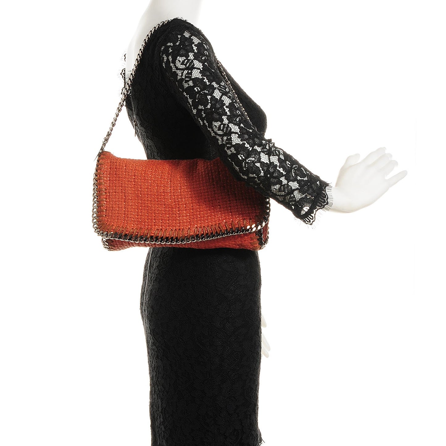 Woven Boucle Fold Over Falabella Clutch