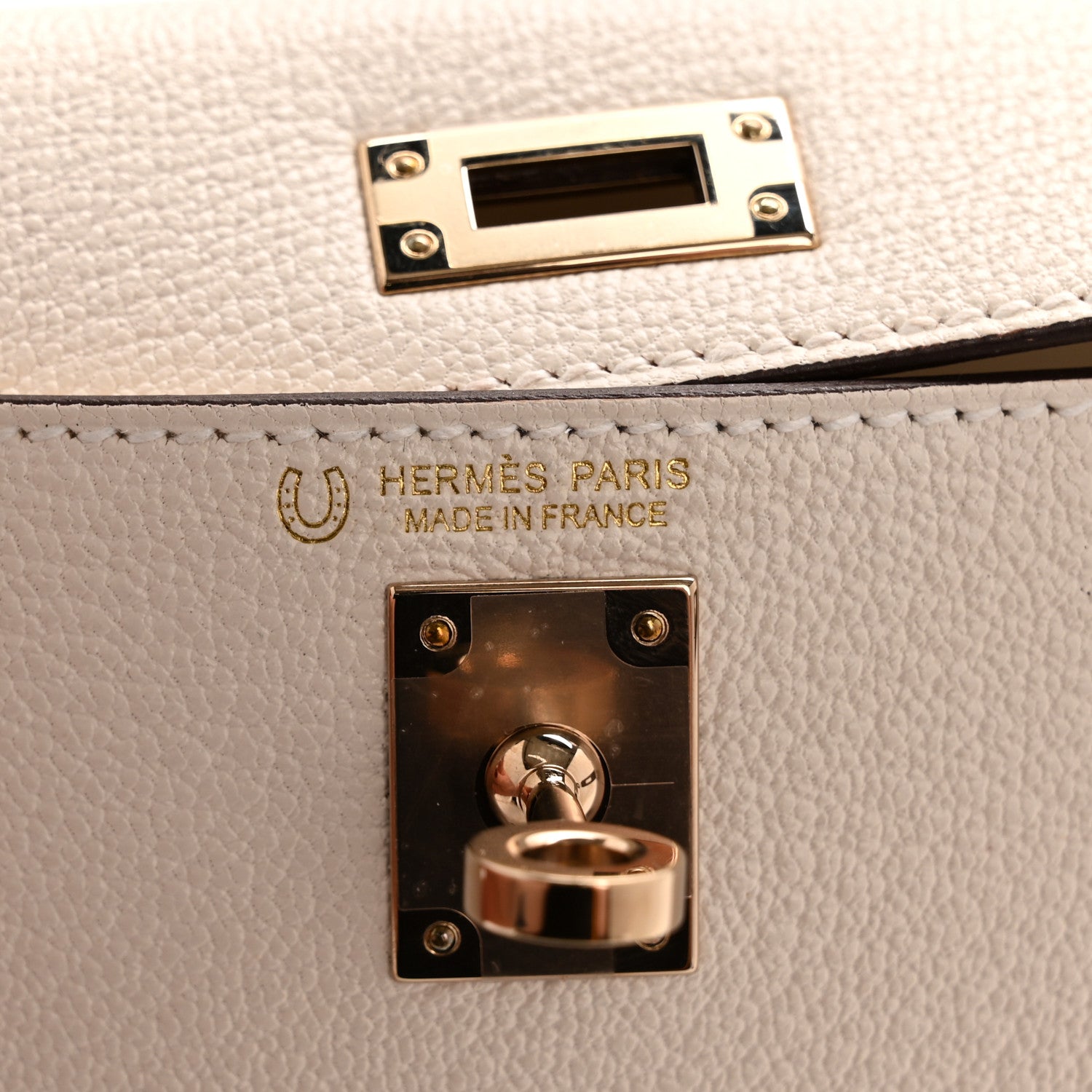 Hermes Chevre Mysore Horseshoe Mini Kelly Sellier 20 Nata Gris Tourterelle 6 of 11