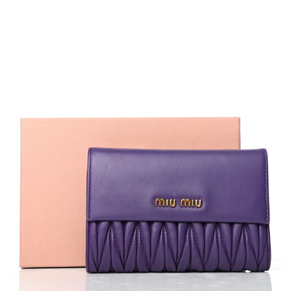 Miu Miu Nappa Matelasse Tri-Fold Flap Wallet Viola 8 of 8
