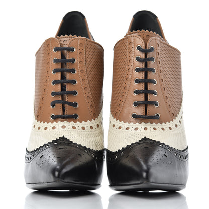 Gucci Malaga Kid Womens Gia Brogue Lace Up Stilettos 39.5 Black Brown 2 of 14