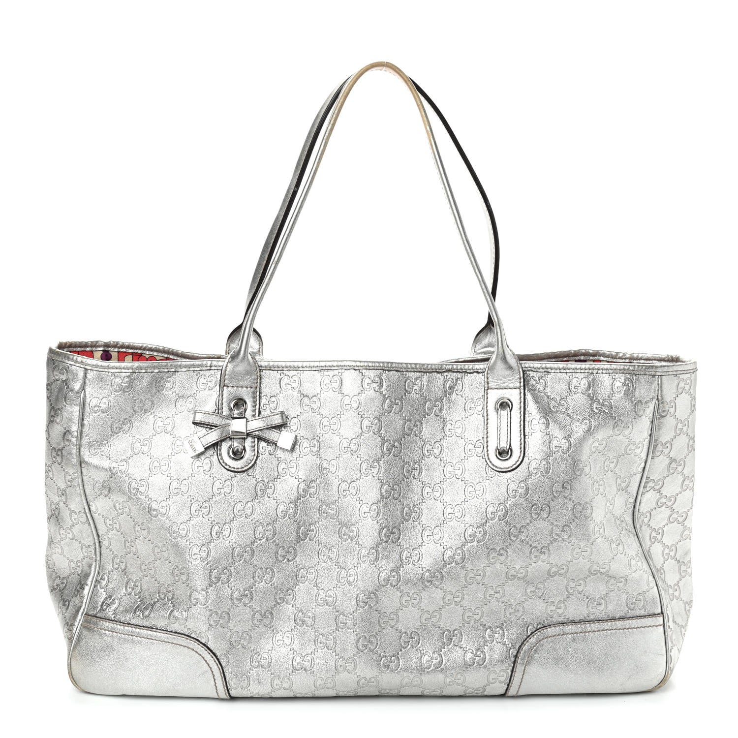 Gucci Metallic Guccissima Large Princy Tote Silver 1 of 14