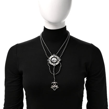 Chanel Baguette Crystal Resin Pearl CC Multi Strand Necklace Dark Grey 2 of 5
