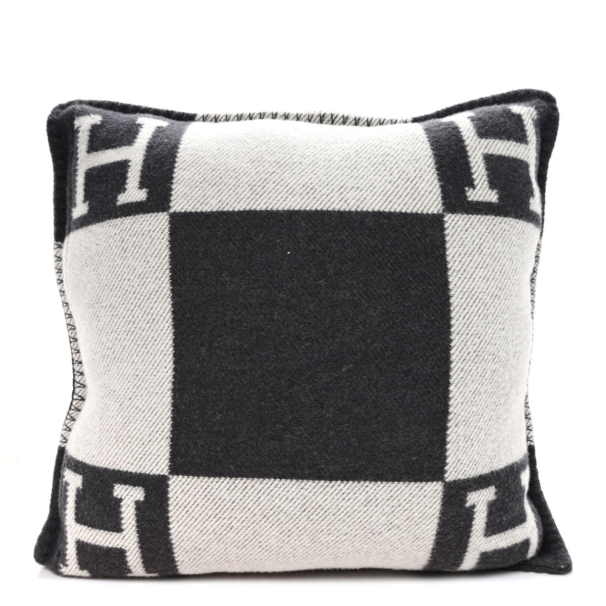Hermes Wool Cashmere Avalon Pillow PM Ecru Gris Fonce 2 of 3