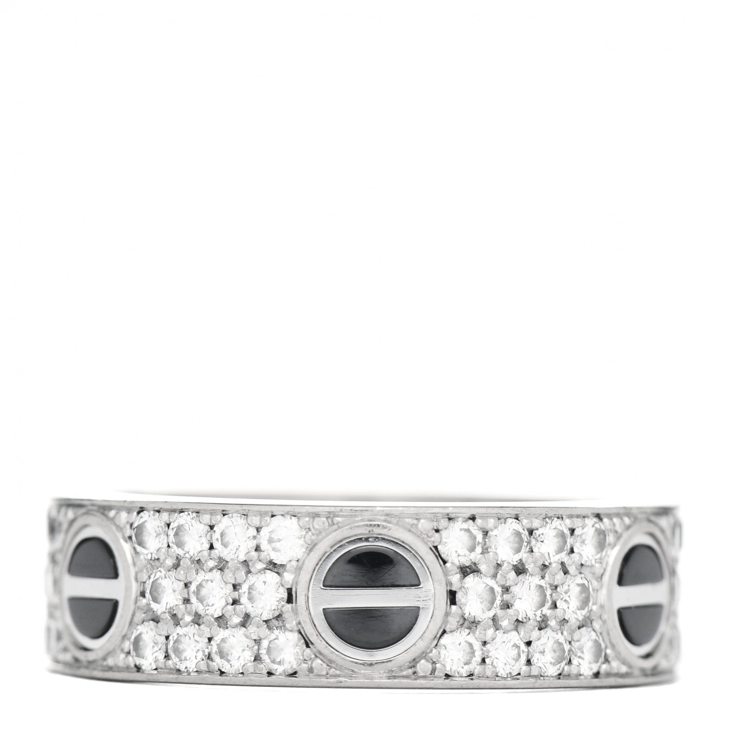 Cartier 18K White Gold Diamond Ceramic LOVE Paved Ring 57 8 1 of 5