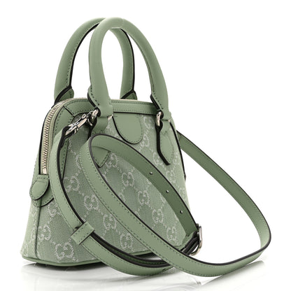 Gucci Summer Denim Calfskin GG Monogram Web Mini Top Handle Ophidia Dome Shoulder Bag Pale Green 3 of 22