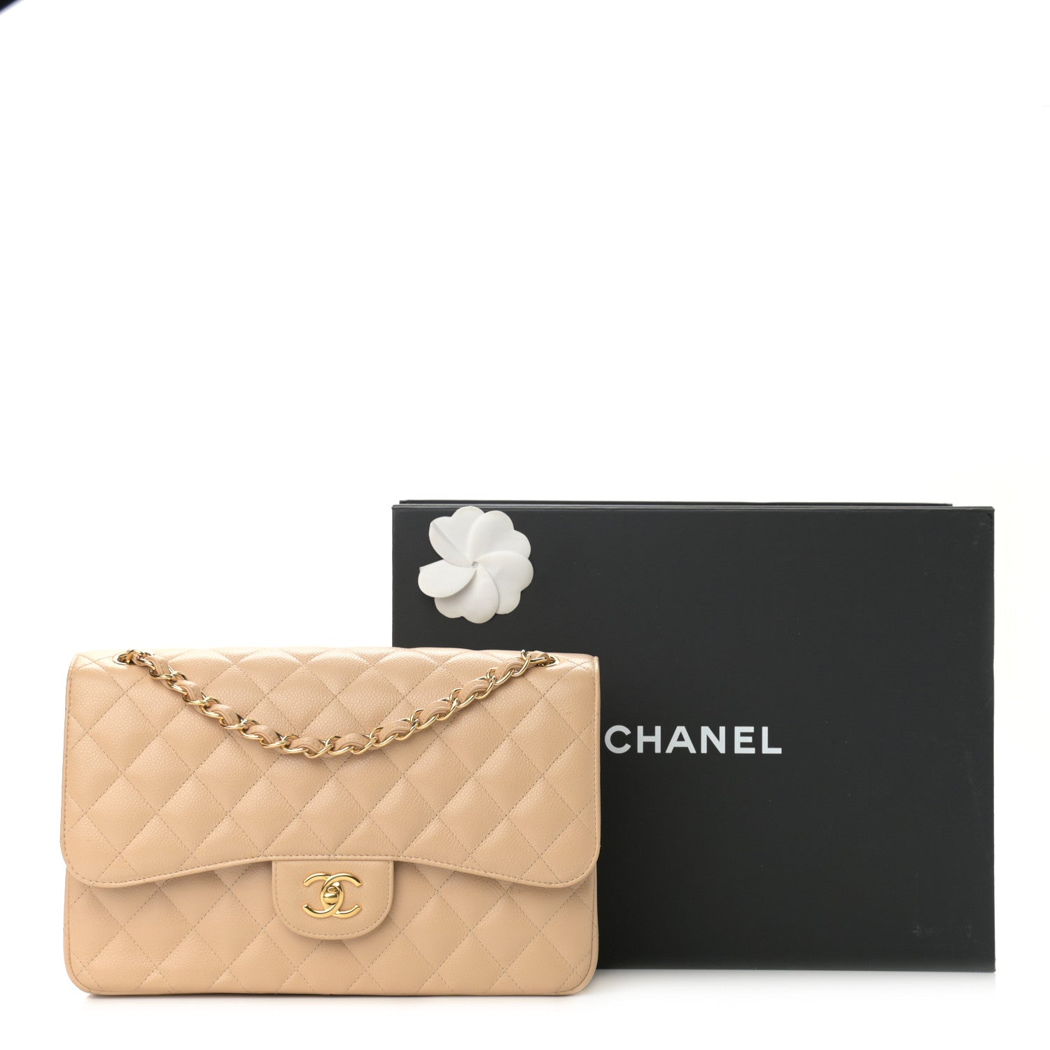 Chanel Caviar Quilted Jumbo Double Flap Beige 13 of 13