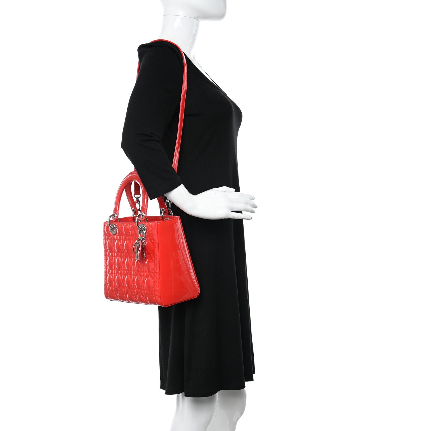 Christian Dior Patent Cannage Medium Lady Dior Red 2 of 10