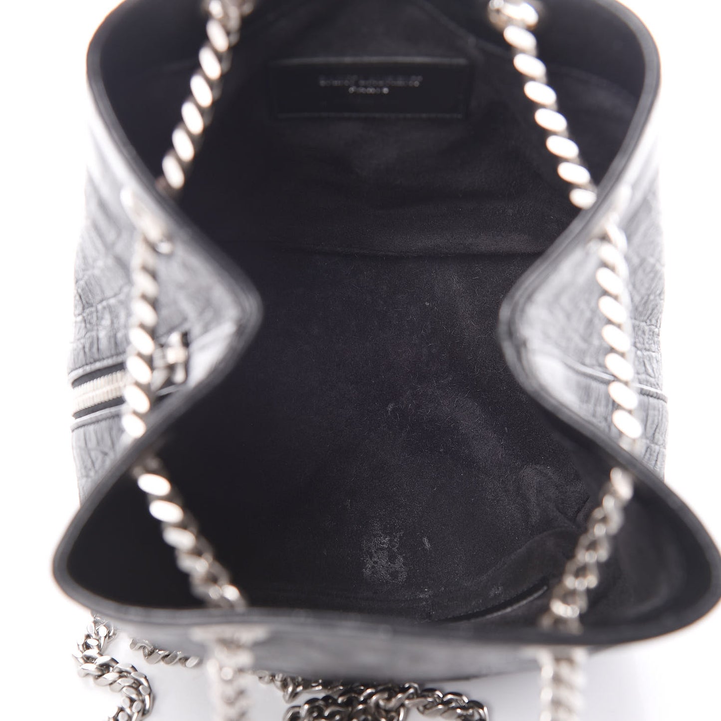 Calfskin Crocodile Embossed Baby Emmanuelle Bucket Bag Black