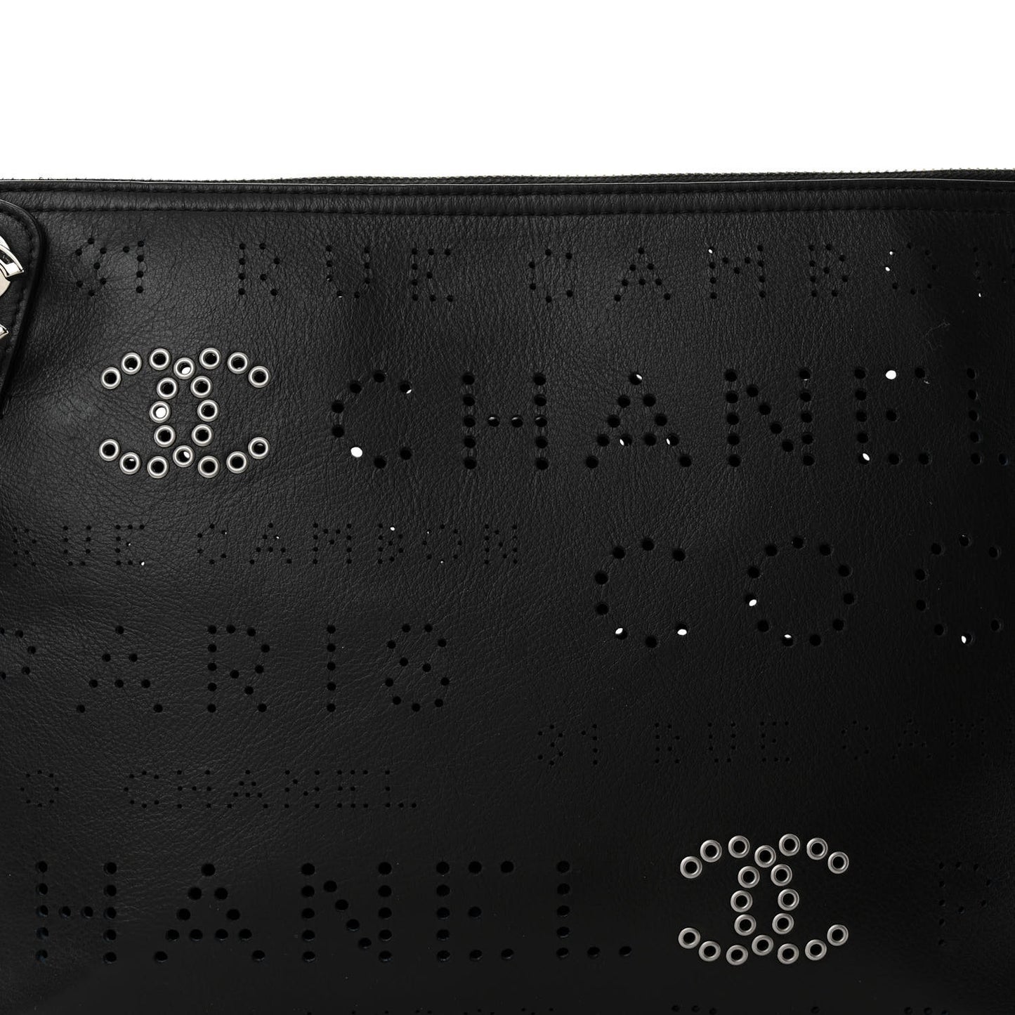 Calfskin Eyelets Clutch Black