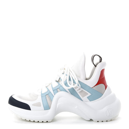 Louis Vuitton Calfskin Technical Nylon LV Archlight Sneakers 38.5 White Blue Gris 40 White Blue Gris 1 of 10