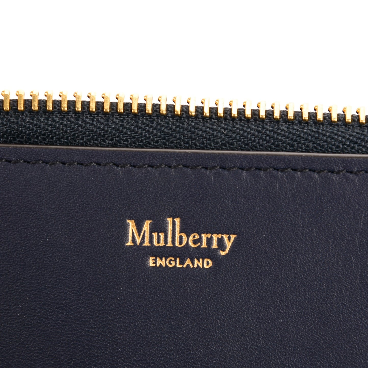 Smooth Calf Squirrel Embroidered Zip Around Clutch Wallet Navy