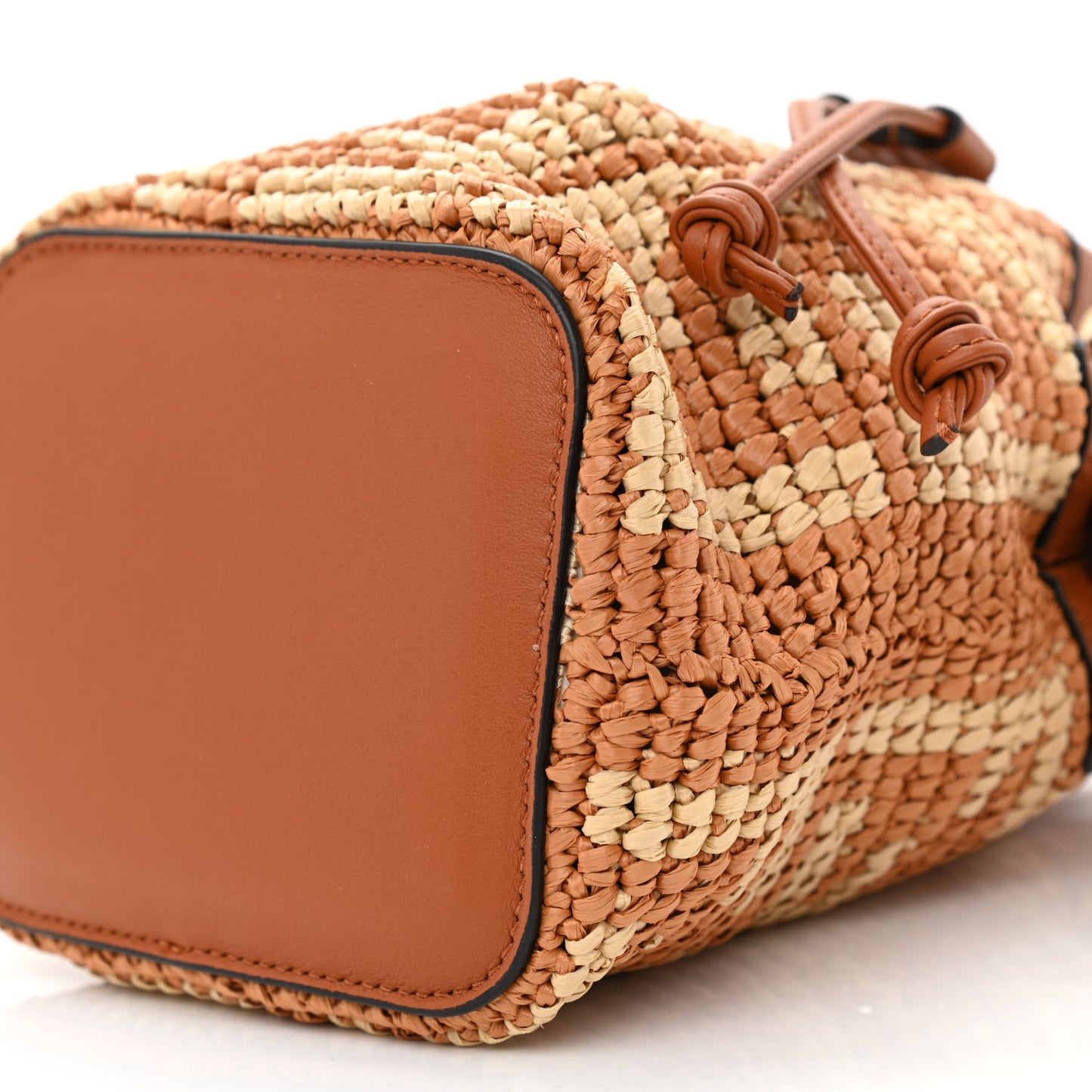 Raffia Vitello Seta F is Fendi FF Woven Mini Mon Tresor Bucket Bag Brick Natural