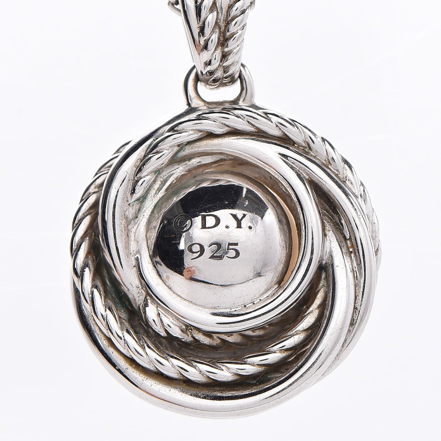 Sterling Silver Diamond Pearl 8mm Crossover Pendant Necklace
