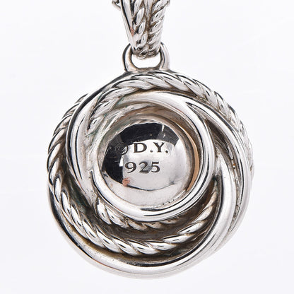 David Yurman Sterling Silver Diamond Pearl 8mm Crossover Pendant Necklace 5 of 8
