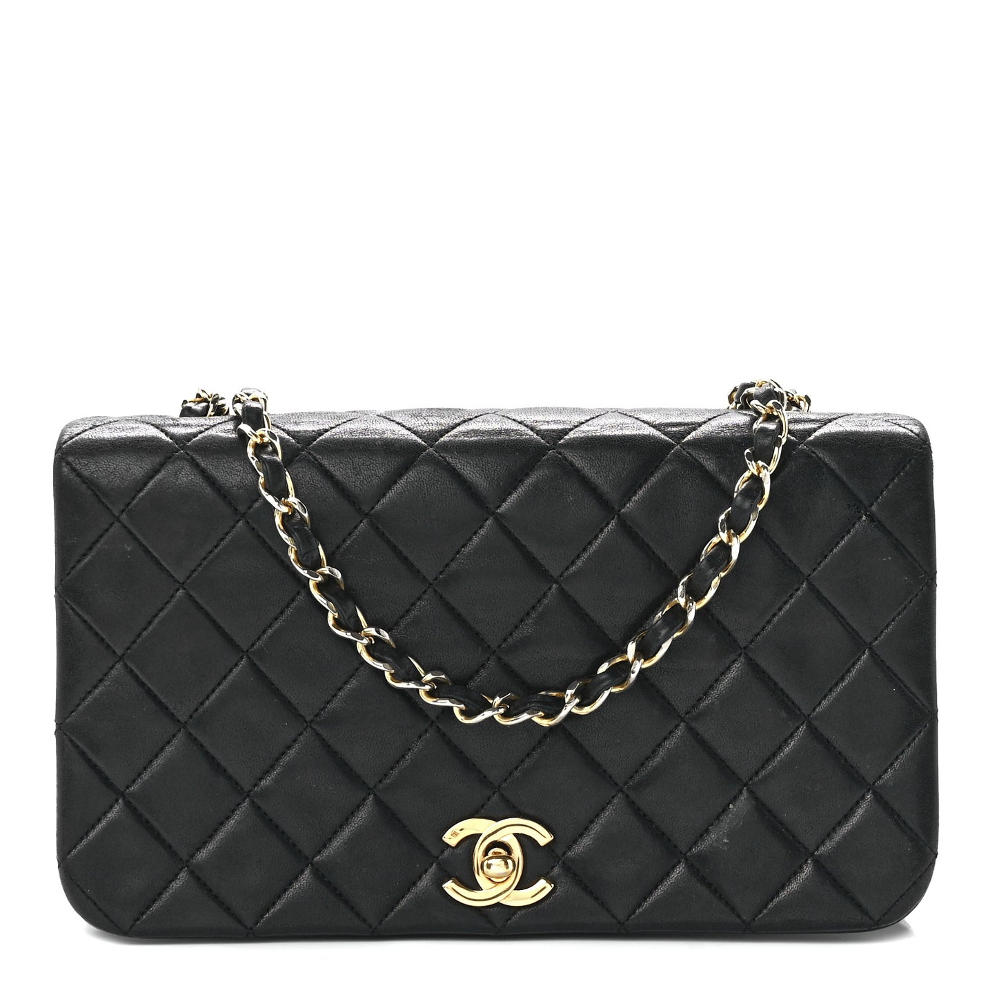 Lambskin Quilted Small Single Flap Black