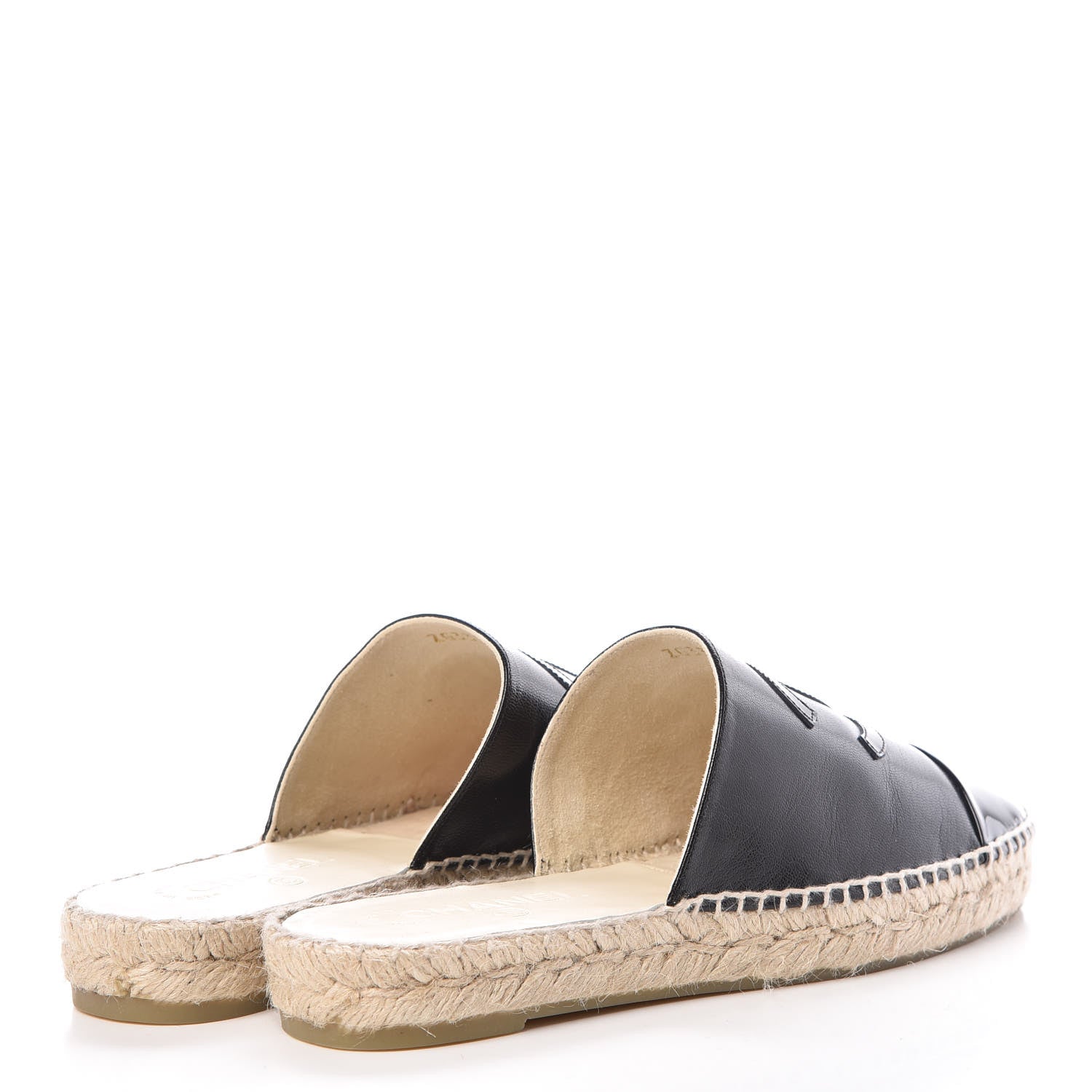 Chanel Iridescent Goatskin Patent CC Espadrille Mules 39 Black 4 of 8